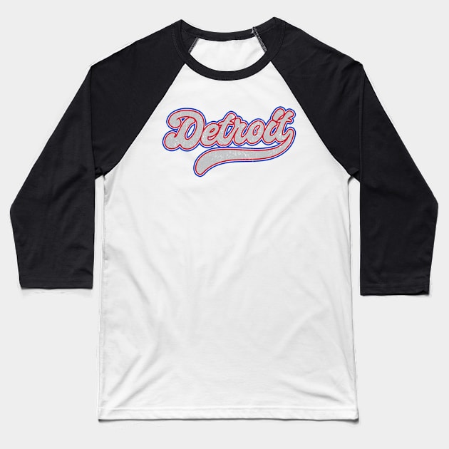 Detroit, MI // Retro Typography Design Baseball T-Shirt by DankFutura